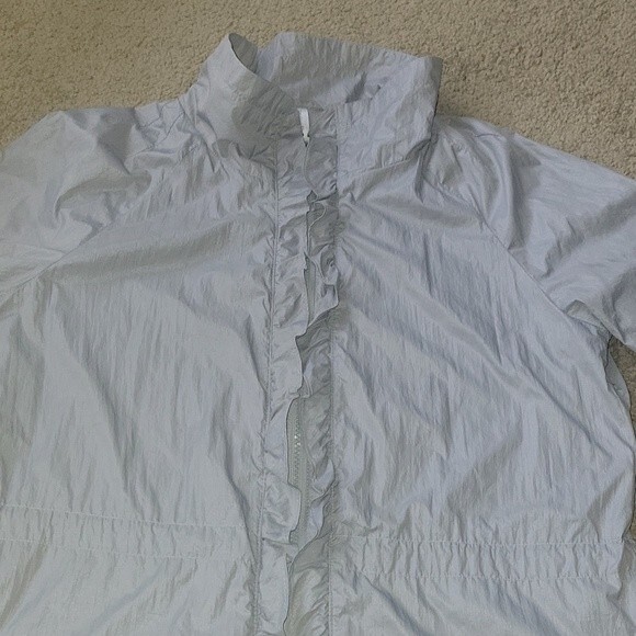 GAP Y2K Body Fit Jacket Large Gray Ruffle Pockets Windbreaker - Picture 9 of 9